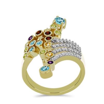 BUY 925 SILVER WITH MULTI TOURMALINE GEMSTONE RING
